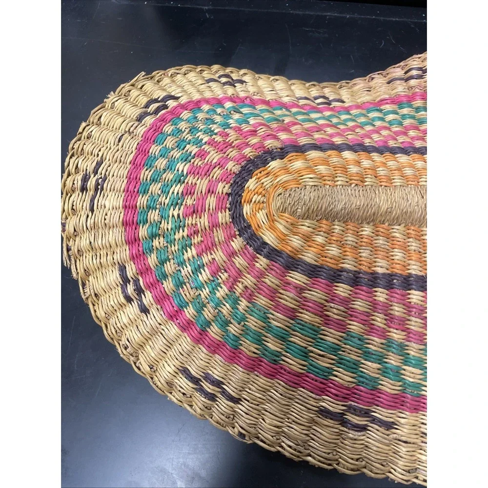 Authentic Handwoven Bolga Fan- African Hand Fan- Leather Handle- Boho Wall Decor